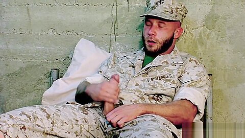 Buff military guy jizzed