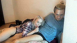 Bushy Blonde Nora In Nice Panties Gives Blowjob
