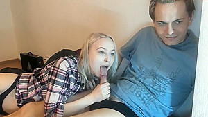 Bushy Blonde Nora In Nice Panties Gives Blowjob