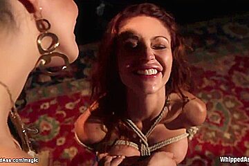 Busty Blindfolded Dyke Gets Whipped