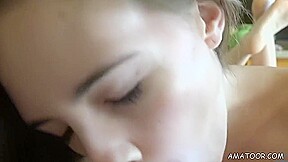 Busty Brunette Amateur Fucked Hard  Pov Blowjob, Footjob And Sex
