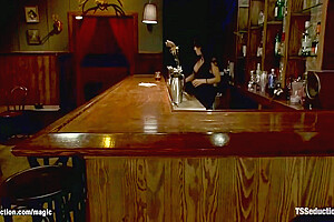 Busty Shemale Bartender Fucking Client