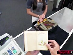 Busty and brunette college woman trades in her pussy for cash