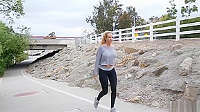 Busty blonde is showing her ample breasts