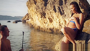 Busty czech teen 18+ fucked in the ocean by her lover