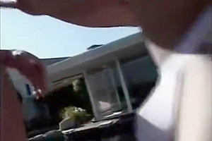 Busty tranny jerks off and rides cock