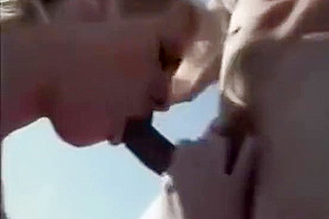 Busty tranny jerks off and rides cock