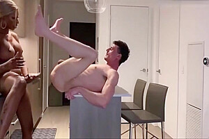 Bustylicous Ebony Shemale Destroys A Married Guys Ass In The Kitchen