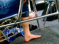 Candid College Feet During Exam