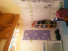 Chubby wife on bathroom
