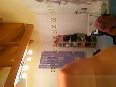 Chubby wife on bathroom