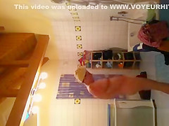 Chubby wife on bathroom