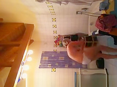 Chubby wife on bathroom