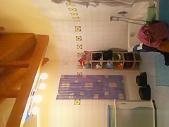 Chubby wife on bathroom