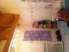 Chubby wife on bathroom