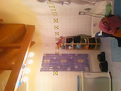 Chubby wife on bathroom
