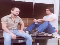 Classic homosexual studs ass bang hard in a wild threeway