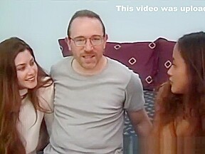 Classic oldman fucks and facialize young threeway amateurs