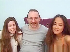 Classic oldman fucks and facialize young threeway amateurs