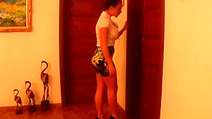 Clothed babe pee soaked