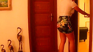 Clothed babe pee soaked