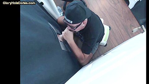 Cocksucking gloryhole DILF sucks cock in BJ at home