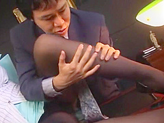 Crazy Japanese whore Maki Hojo in Fabulous Secretary, Fingering JAV movie