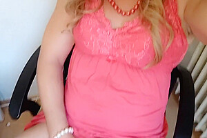 Cumshot In Pink Dress