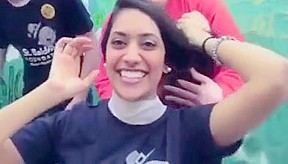 Cute indian girl gets shaved for charity