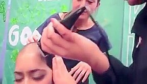 Cute indian girl gets shaved for charity