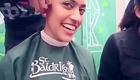 Cute indian girl gets shaved for charity