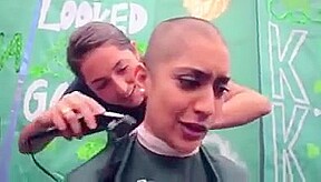 Cute indian girl gets shaved for charity