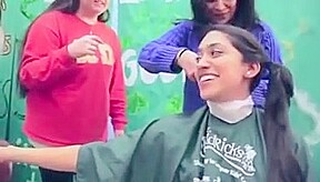 Cute indian girl gets shaved for charity
