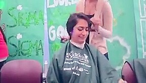Cute indian girl gets shaved for charity