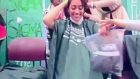 Cute indian girl gets shaved for charity