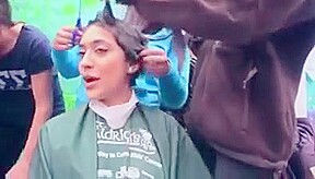 Cute indian girl gets shaved for charity