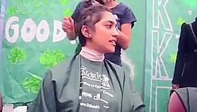 Cute indian girl gets shaved for charity