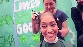 Cute indian girl gets shaved for charity
