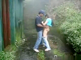 Cute teen 18+ Fucks Her BF In The Rain