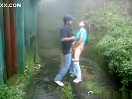 Cute teen 18+ Fucks Her BF In The Rain