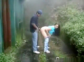 Cute teen 18+ Fucks Her BF In The Rain
