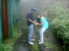 Cute teen 18+ Fucks Her BF In The Rain