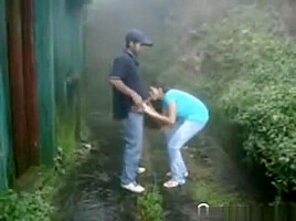Cute teen 18+ Fucks Her BF In The Rain