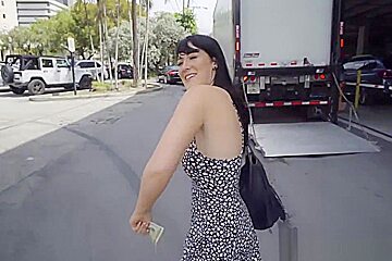 Cute teen 18+ sucks and fucks hard dick outside for money