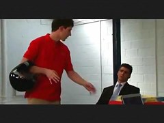 Delivery boy strips for money