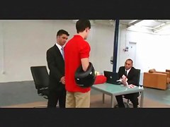 Delivery boy strips for money