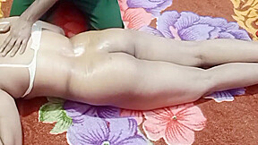 Desi Bhabhi Enjoying Oil Massage In Sexy Ass