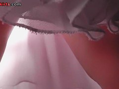 Dilettante in white strap got on upskirt vid