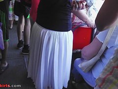 Dilettante in white strap got on upskirt vid