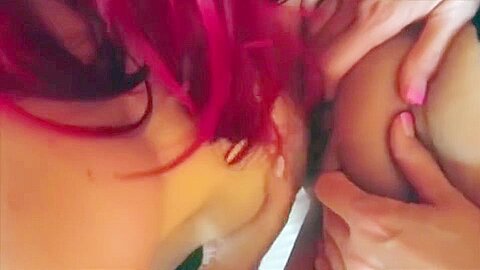 Dirty Talking Lesbians Strap, Tongue And Nipple Fuck